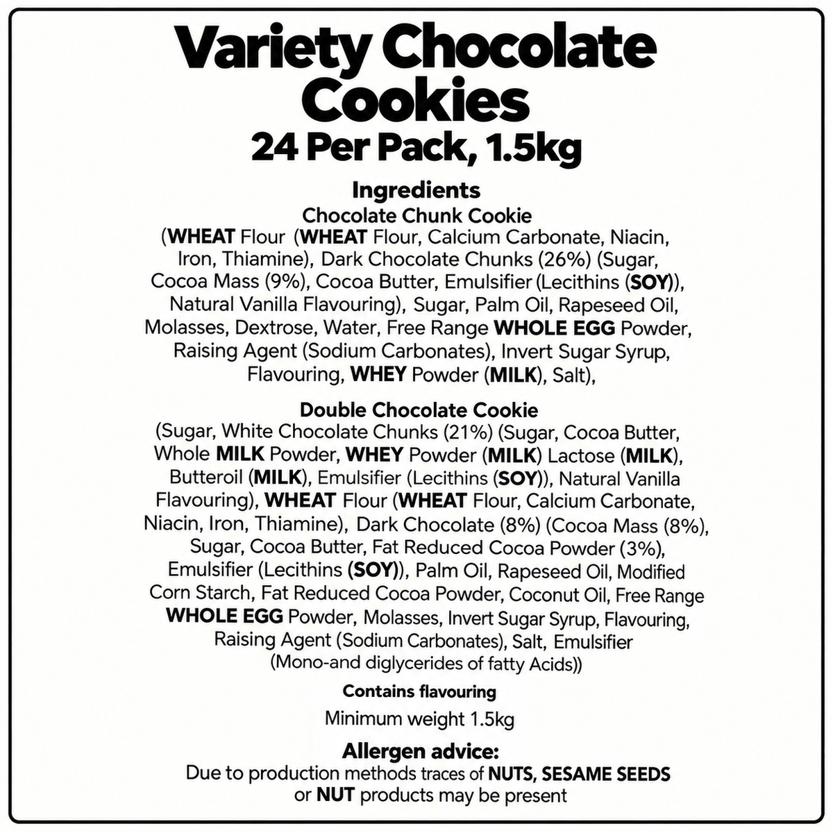 Variety Chocolate Cookies 24 Per Pack