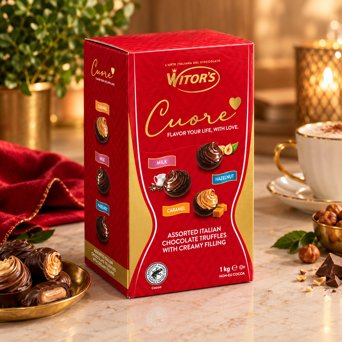 Witor's Cuore Assorted Italian Chocolate Truffles, 1kg (Pack of 1)