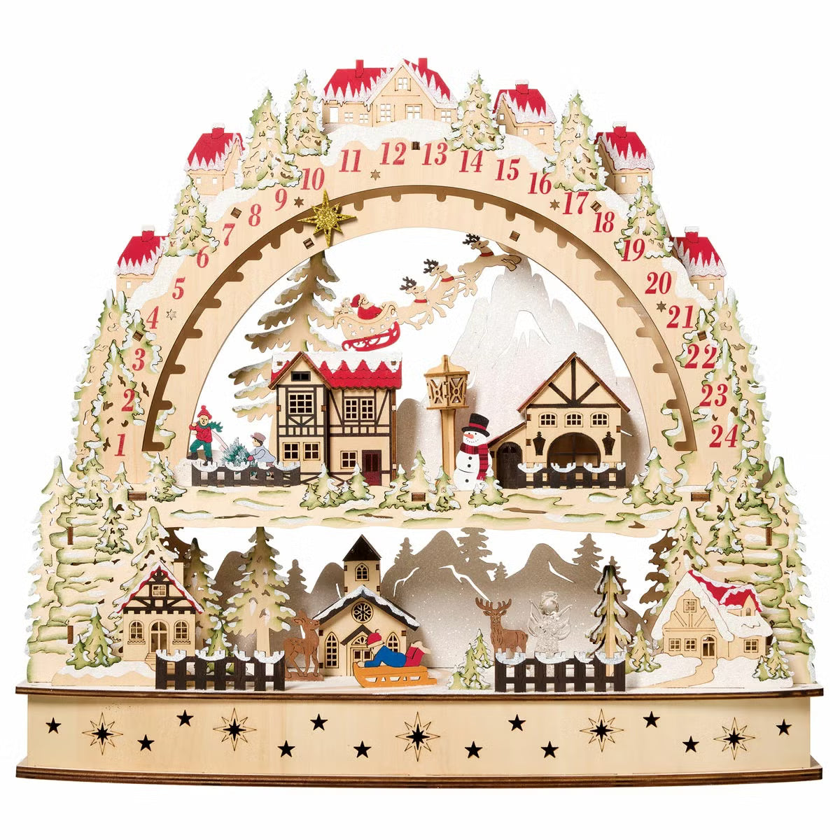 Wooden LED Advent Christmas Calendar With LED Lights