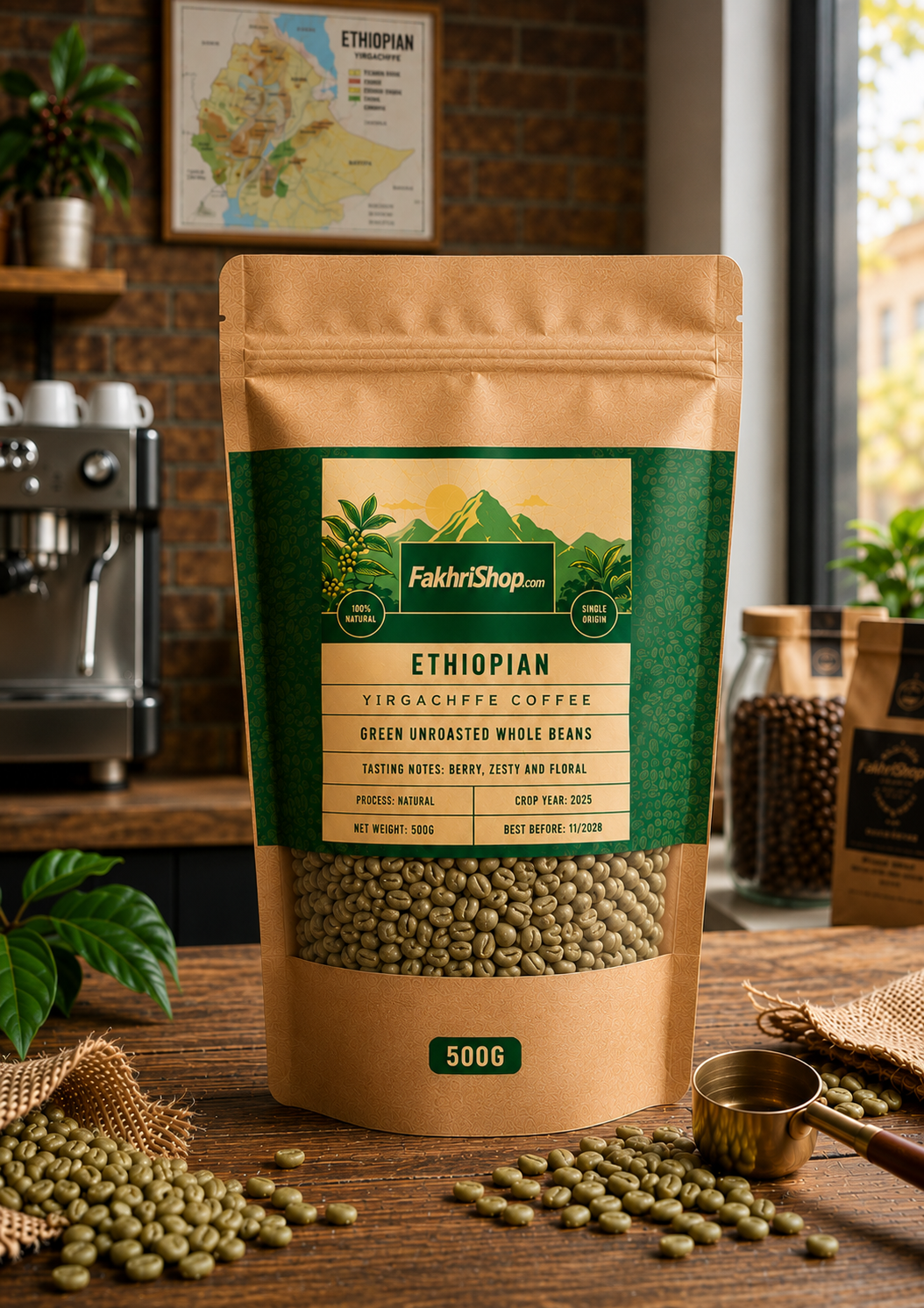 Ethiopian Yirgachffe Green Coffee Beans | Natural Whole Beans (500g)
