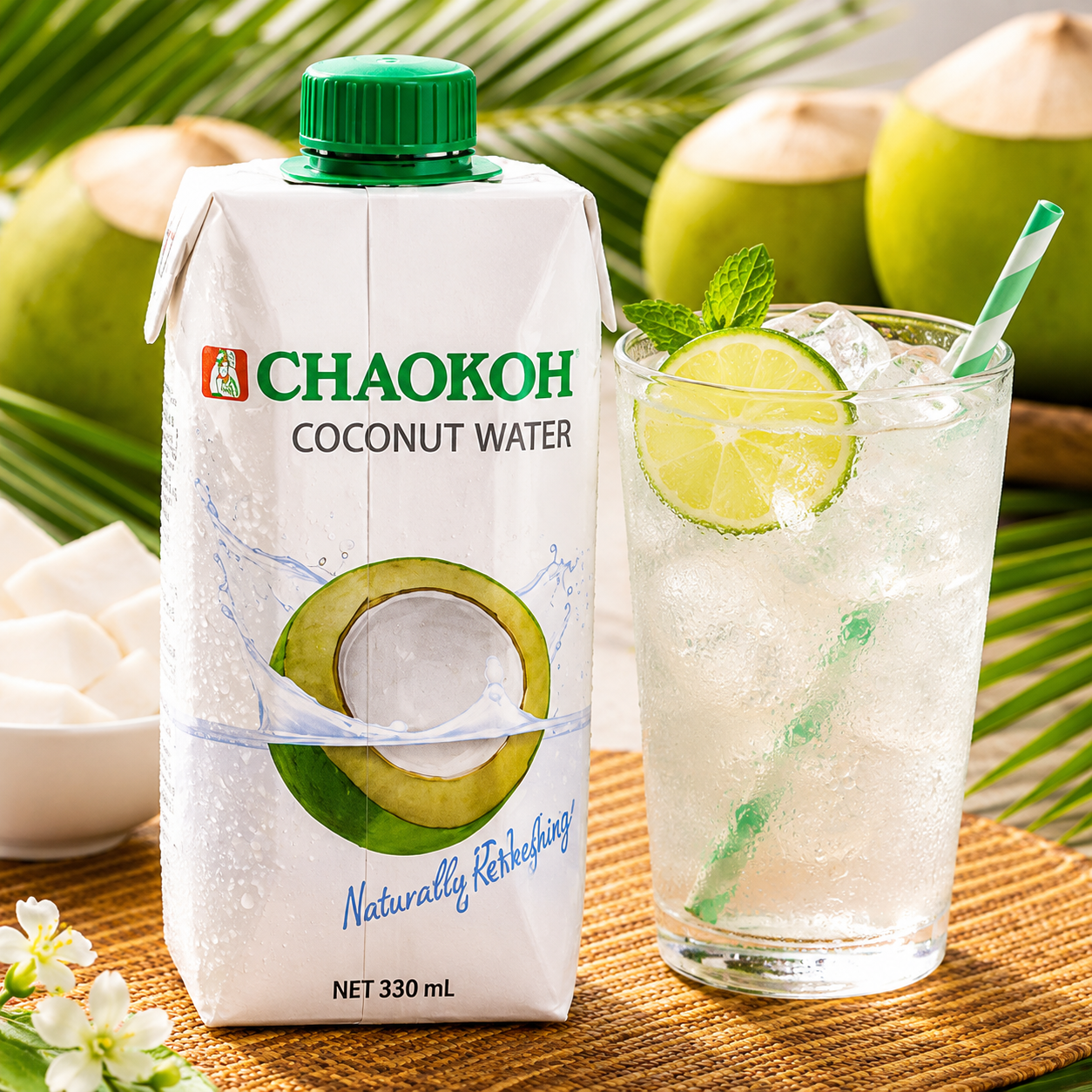 Chaokoh Nature Coconut Water 330ml – 100% Natural Refreshing Coconut Drink
