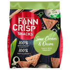 Finn Crisp Wholegrain Rye Snacks Sour Cream & Onion 150g – Baked Nordic Crispbread Thins